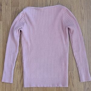 Boat neck stretchy ribbed sweater